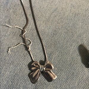 Elegant Silver Bow Pendant Necklace